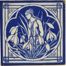 Arts & Crafts Minton Tile Spirits of the Flowers Snowdrop by J Moyr Smith C1875