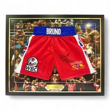 Frank Bruno Signed Custom Boxing Shorts- Deluxe Framed
