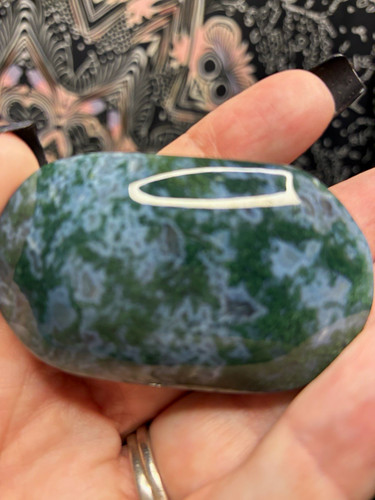 Crystal moss agate palm stone - palm,