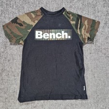 Bench T Shirt Black, Camo Boys Aprox 7-8 Years P2P 14", 128cm