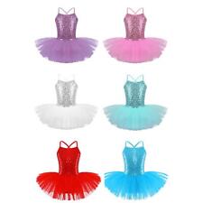 UK Girls Sequins Camisole Ballet Ballet Tutu Dress Skirts Leotard Dancewear