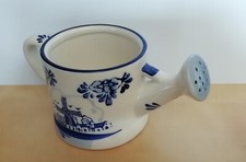 Ceramic Ornamental Watering Can Blue Dutch Windmill Decoration