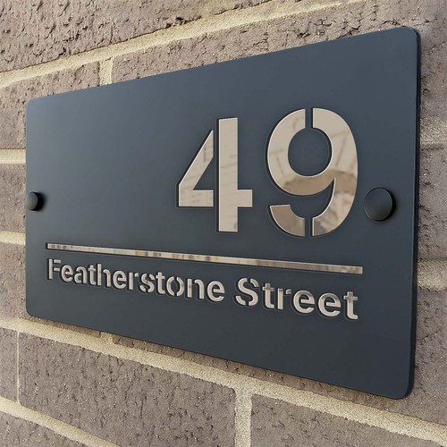 Modern laser cut door address - laser,