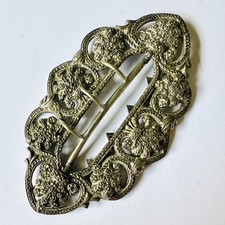 Antique Victorian Cut Steel BUCKLE Art Nouveau Vintage Large 4ins/11cm