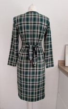 Vintage 1940's look USA Halmode Petites Plaid button fronted tie back dress 8-10
