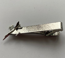 AIRPLANE TIE CLIP Plane Aircraft Jet Aviation Hair Clasp Vintage Chrome Finish