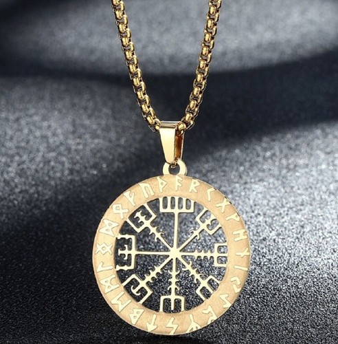 Silver gold rune vegvisir - silver,