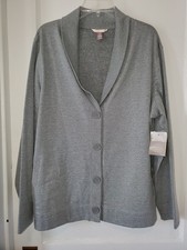 NWT White Stage Gray Fleece Collared Jacket Sz XL #269