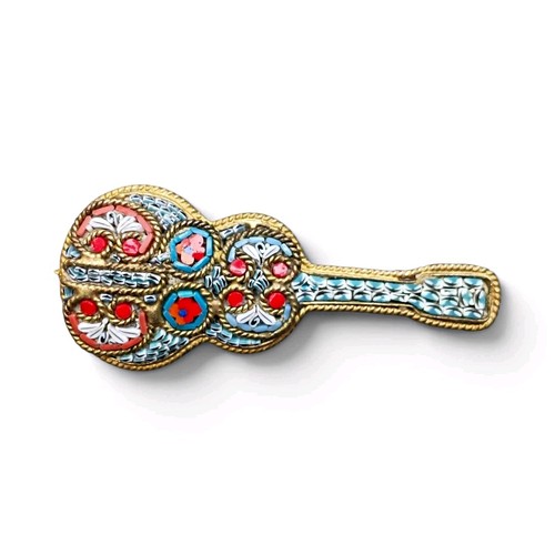Micromosaic guitar brooch pin - micromosaic, brooch/pin