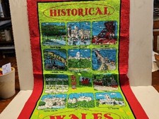  Welsh Tea Towel Souvenir Gift - NEW- Red Dragon Cymru Scenes  Landmarks