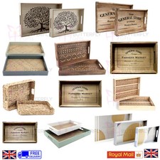 Wooden Vintage Rustic Breakfast Serving Tray Also Bamboo Multiple New Designs