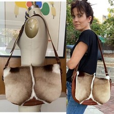 VIN BAKER Springbok Hair Fur Leather Messenger Bag brown antelope hide large