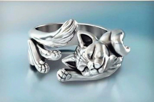 Vintage cat adjustable ring - vintage,
