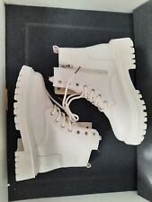 Women Lace Up Combat Boots Low Heel Round Toe Military Boots Size 5.5 CN38 24cm