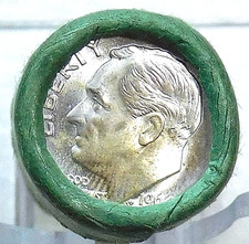 1964 Roosevelt Silver Dime Gem BU Original UNPICKED Roll of 50 coins #Q242