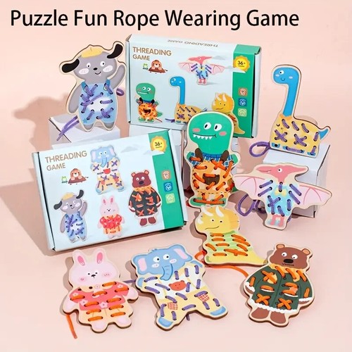 Colorful wooden threading - threading, toy