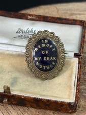 Antique Mourning Brooch Black Enamel Memorial Pin In Memory Of My Dear Mother