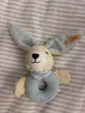 Steiff blue rabbit rattle ring - steiff,