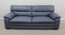 Furniture Village Cozee Blue Leather Static 3 Seater Sofa