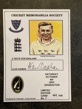 Cricket Memorabilia Society Ltd Edition Alan Oakman (Sussex) autographed card