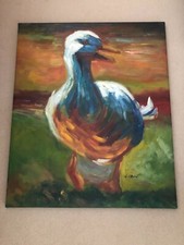 Duck Oil on Canvas Frame Picture