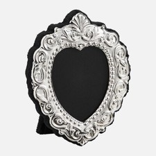 Carrs Traditional Sterling Silver Heart Photo Frame Grey Velvet Back 4.5x3.6cm