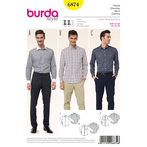 Burda 6874 men shirts - burda,