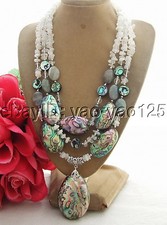3rows white Moonstone Abalone