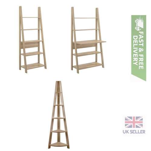 Oak ladder bookcase desk - bookcase,