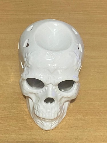 White ceramic skull shaped - skull-shaped, oil