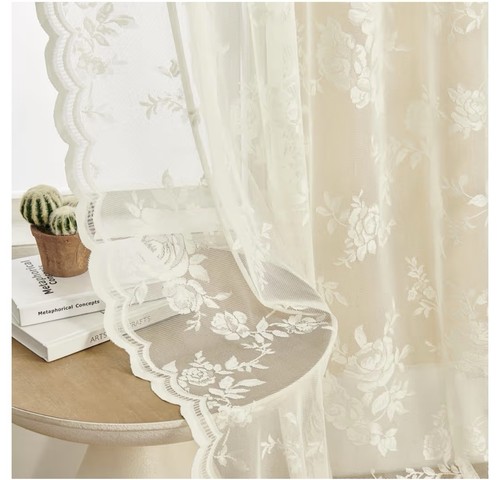 Lace ivory vintage curtains - vintage, 2