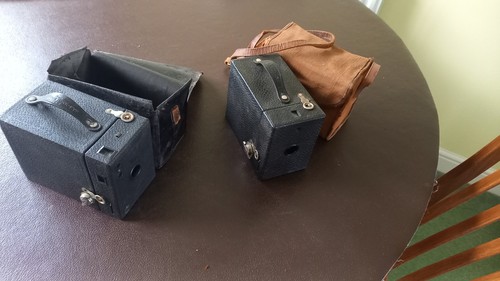 Pair box brownie cameras - box,