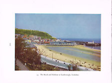 Scarborough Beach And Harbour Yorkshire Vintage Old Picture Print 1952 TFOE#33