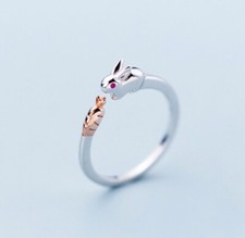 Bunny Rabbit Chase Carrot Adjustable Ring Kawaii Cute  Accessories UK