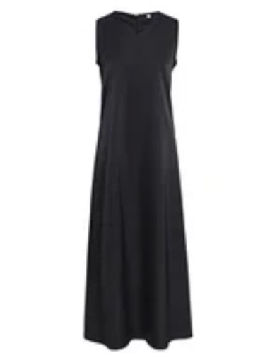 Black satin maxi neck - v-neck, slip