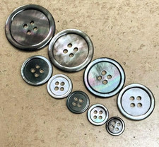 Mother of Pearl buttons Smoke Grey Shell Many sizes Sewing Knitting  10 pcs