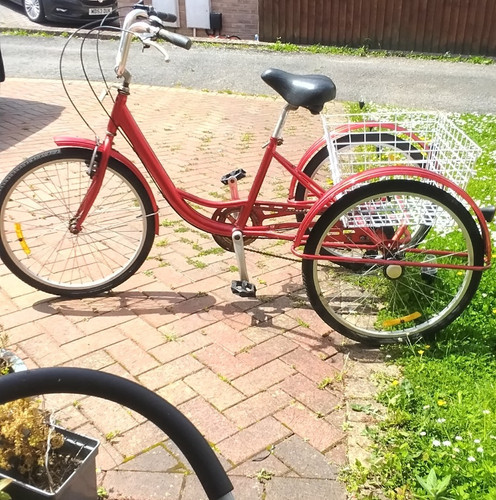 Red metal adult tricycle - metal,