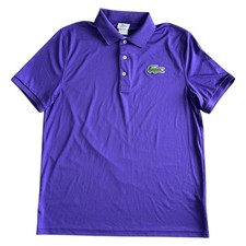 Lacoste Sport Golf Polo Shirt Big Crocodile Short Sleeve Purple Mens Large 5