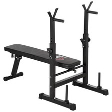 HOMCOM Adjustable Weight Bench with Barbell Rack, Dip Station, Black