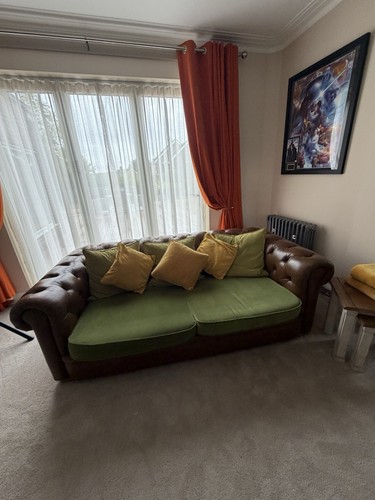 Brown leather sofa large 3 - sofa, 2-3