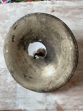 12″ Metal Enamel Industrial Barn Light Shade Blue Outside White Inside Vintage