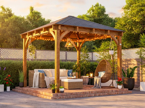 Wooden gazebo 3x3m heavy duty - wooden,