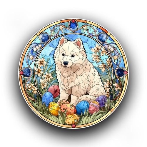 Spring samoyed dog - spring, easter