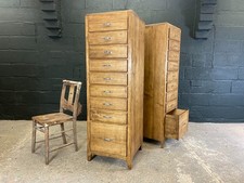 Pair of French Industrial Tall Bank of Drawers, Mid Century.