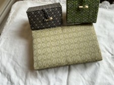 Set of 3 Pretty Storage /gift Boxes Covered In Brocade Fabric