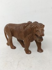Hand Carved Wooden Standing Lion Figurine Ornament Vintage