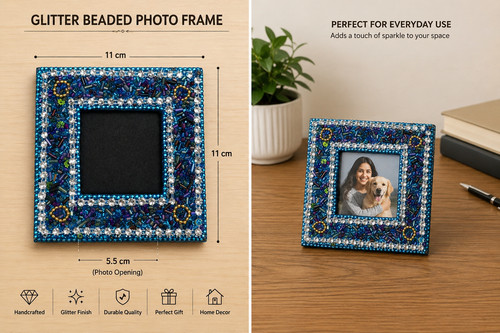 Blue glitter beaded photo - blue,