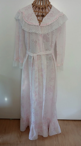 Pink floral lace edged - , maxi