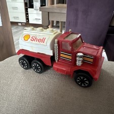 Vintage Shell Tanker Truck Matchbox Toy Pressed Steel & Plastic made in korea VG