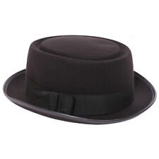 CLASSIC BLACK PORK PIE HAT HEISENBERG  FANCY DRESS QUALITY TRILBY ADULTS 1960'S 